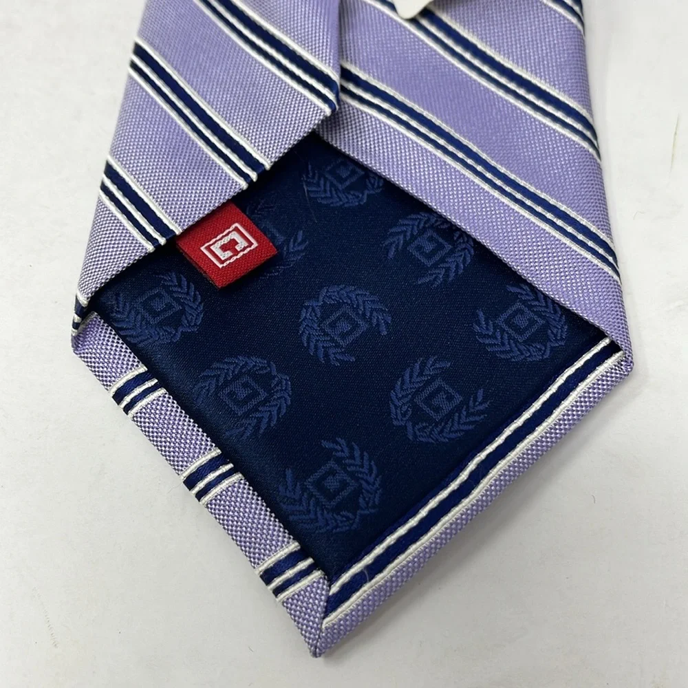 CHAPS 100% SILK PURPLE AND NAVY STRIPED TIE NWT